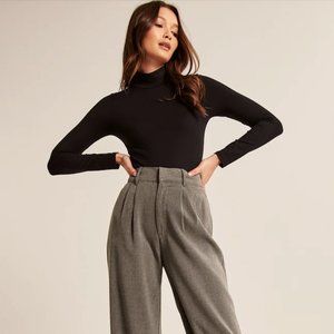 NWT Abercrombie SoftAF Black Mock Neck Thong Bodysuit XS